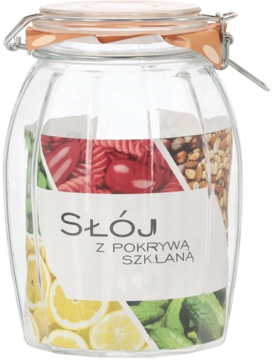 Steklena posoda 0,8 l z mehanskim zapiralom in steklenim pokrovom