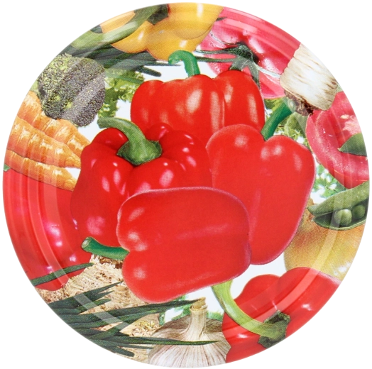 Kovinski pokrovčki za vlaganje 82 mm z motivom paprike, 10 kos