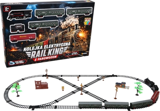 Rail King Electric Train Set with Steam Locomotive
