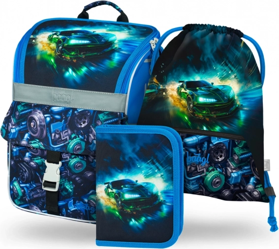 Baagl šolski set Zippy dirkalni avto – šolska torba, peresnica in vrečka