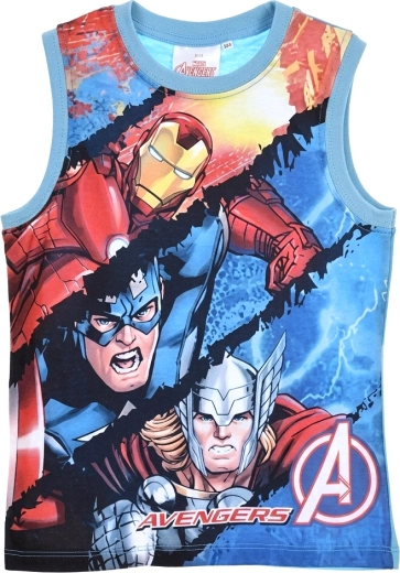 Otroška majica brez rokavov Avengers z motivom Iron Man, Captain America in Thor, turkizna