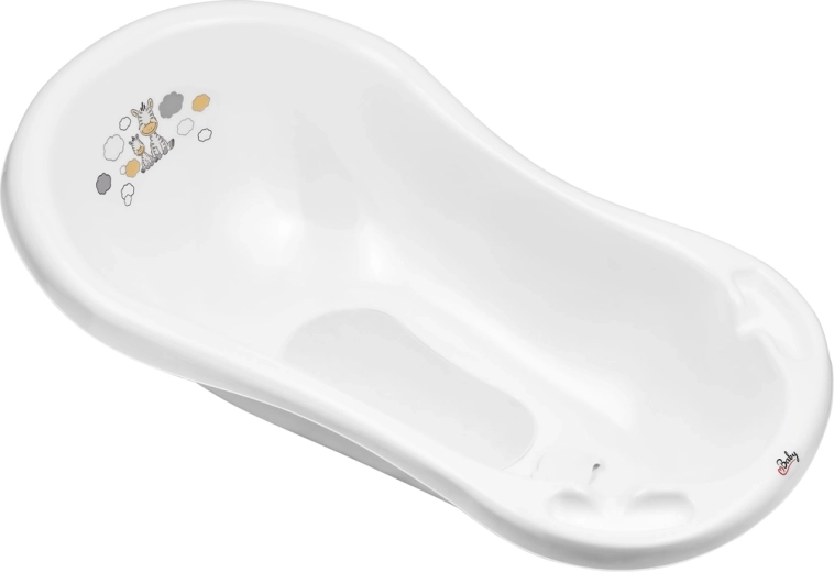 Maltex otroška kadica z zamaškom in protidrsno podlogo Zebra 84 cm bela