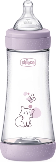 Chicco antikolikova otroška steklenička Perfect5 300 ml za deklice, hiter pretok 4m+