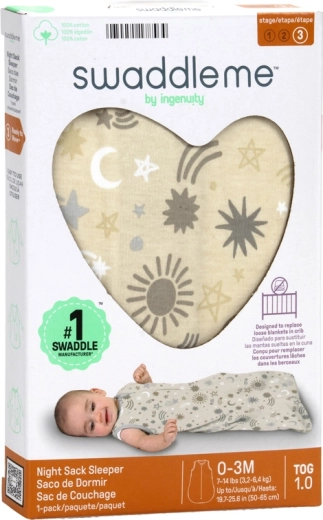 Bombažna spalna vreča SwaddleMe™ Celestial Dance, 1 TOG, 0–3 mesece