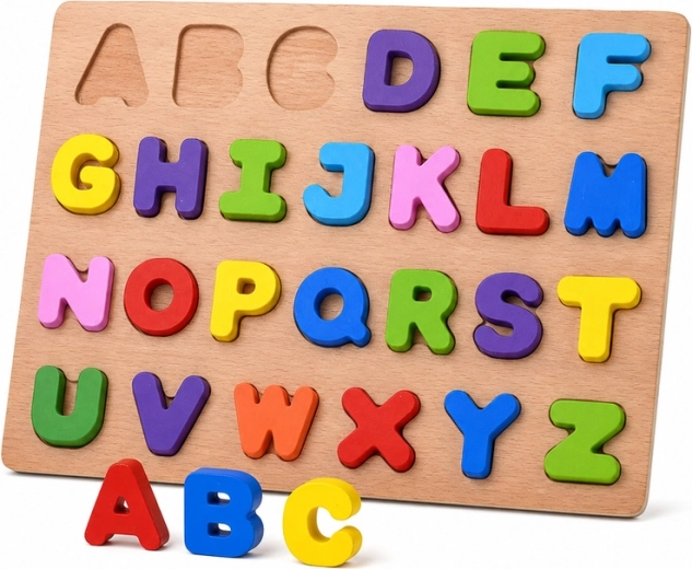 Wooden alphabet puzzle – colorful letters (26 pieces)