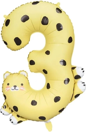 Folijski balon številka 3 – gepard 68 x 98 cm
