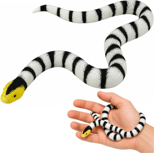 Realistična gumijasta kača črno-bela 33 cm