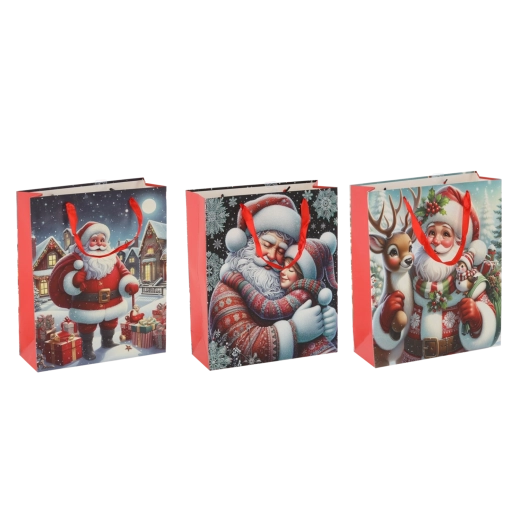 Božična darilna vrečka z motivom Božička, 30 × 42 × 12 cm