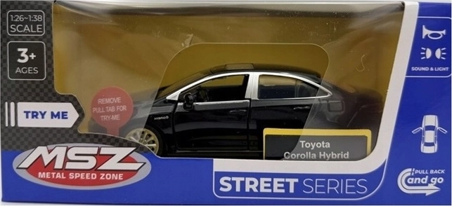 Model avtomobila MSZ Toyota Corolla Hybrid s svetlobo in zvokom, črn