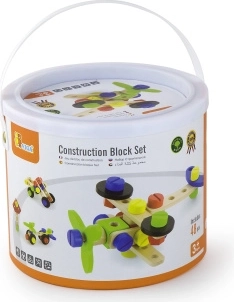 Lesena sestavljanka – konstruktor v vedru, 48 kosov (3+)