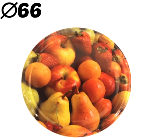 Kovinski pokrovčki za vlaganje z motivom sadja 66 mm