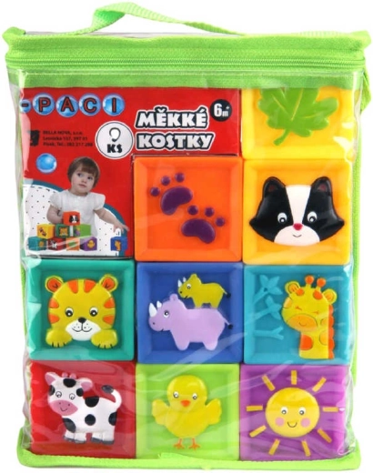 Mehke piskajoče kocke Paci-Paci z živalmi – 9 kosov
