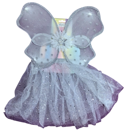 Kostum vile s srebrnimi krili in belo tutu krilce