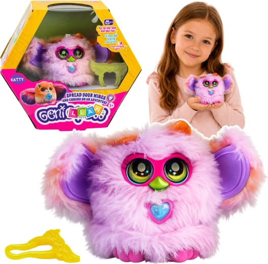Genie Pets interaktivna plišasta živalca z lučkami in zvoki s priponko, vijolična