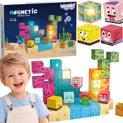 Woopie magnetne kocke montessori ocean 54 delov