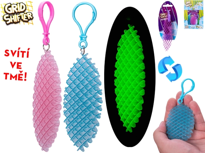 Antistresni obesek za ključe Grid Shifter, ki sveti v temi