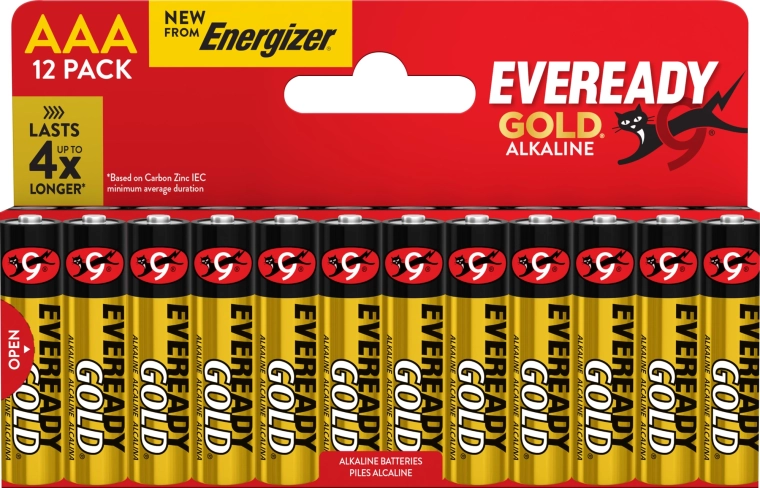 Energizer Eveready Gold AAA alkalne baterije, pakiranje 12 kos