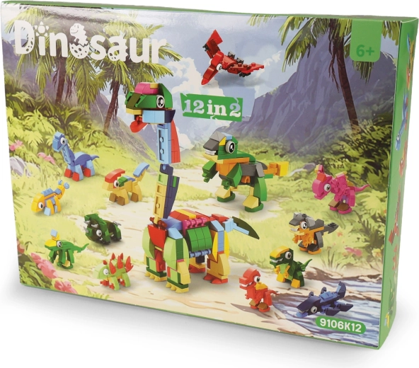 12-in-1 Dinosaur Building Set – creative kit compatible with other bricks