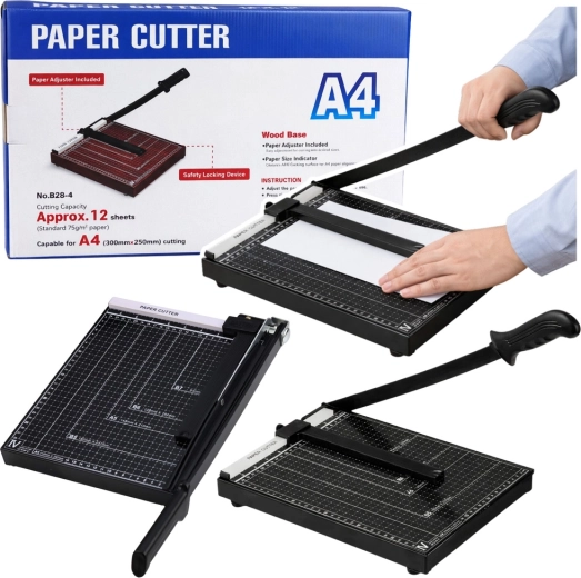 Pisarniška giljotina za papir A4, kovinska, črna