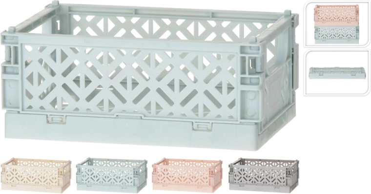 Zložljiv plastični zaboj 10 × 15 × 6 cm – mešanica barv