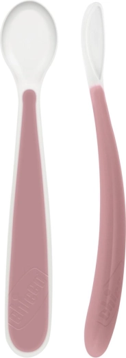 Chicco Soft silicone spoon, pink, 2 pcs, 6m+