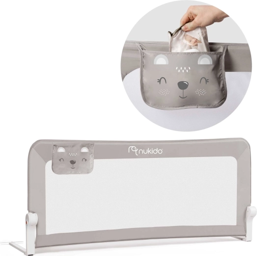 Otroška posteljna ograja 150 × 66 × 35 cm Nukido – siva