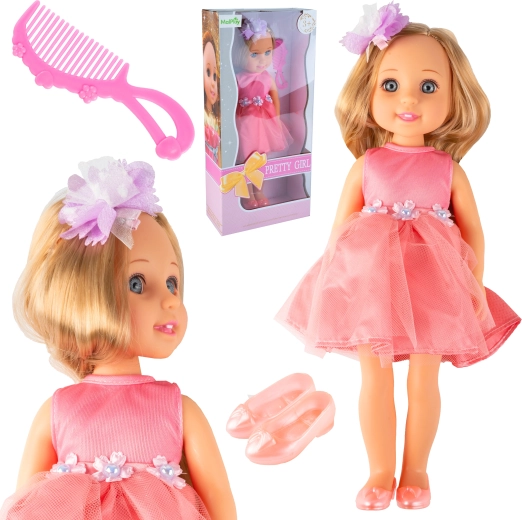 Punčka Pretty Girl v rožnati obleki 36 cm