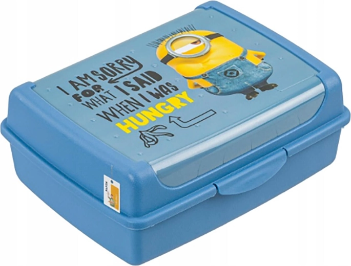 Malica box Mimoni s sponko, 17 × 13 × 7 cm, moder