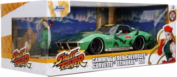 JADA Toys Street Fighter 1969 Chevrolet Corvette 1:24 s figuro Cammy