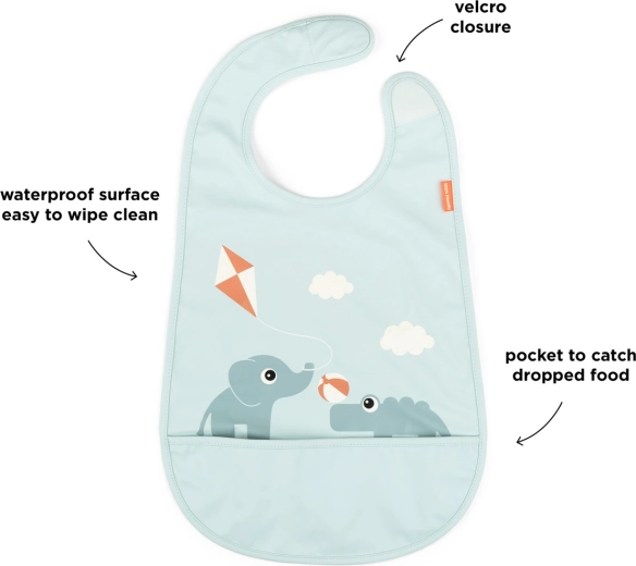 Done by Deer bibs with hook-and-loop fastening Playground blue - 2 pcs