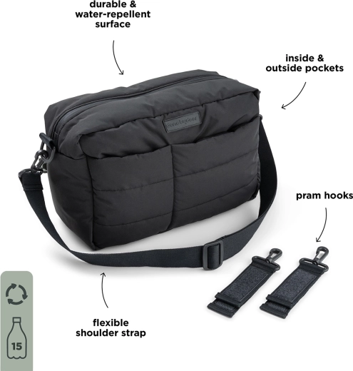 Done by Deer quilted stroller bag, black