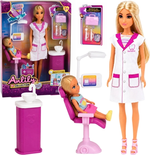 Anlily lutka zobozdravnica z zobno ordinacijo in dodatki 30 cm