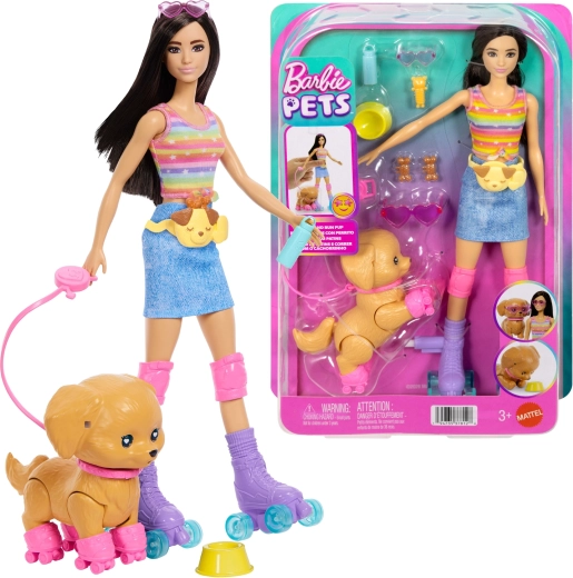 Barbie Pets – punčka na rolerjih s kužkom in dodatki