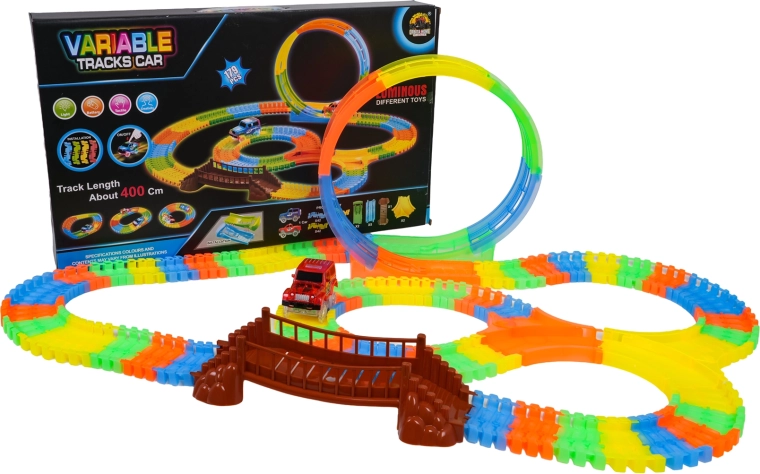 Dirkalna svetleča avtomobilska steza s 360° zanko, 179 delov