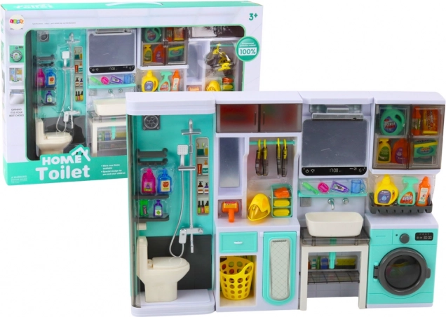 Otroški kopalniški set 4-v-1 – prha, stranišče, pralni stroj in dodatki