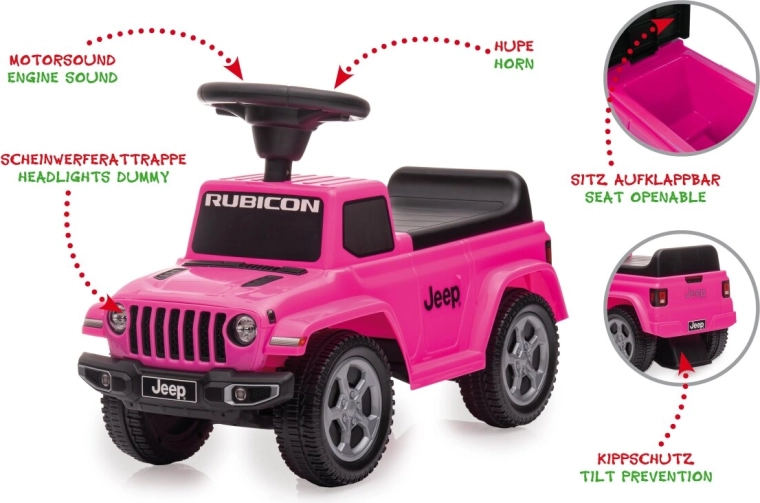 Otroški poganjalec Jeep Gladiator rožnate barve