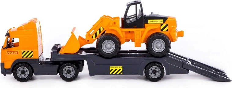 Truck with detachable trailer and front loader