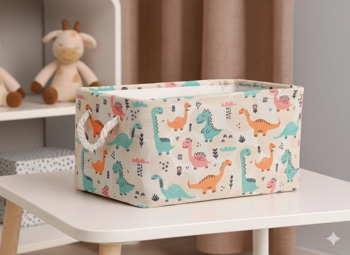 Tekstilna shranjevalna košara z dinozavri 26 × 36 × 20 cm