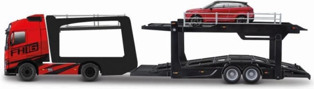 Bburago Street Fire tovornjak s prikolico Volvo FH16 in Land Rover LRX Concept 1:43