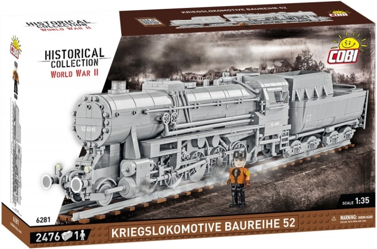 Cobi 6281 Druga svetovna vojna 1:35 Parna lokomotiva Kriegslokomotive Baureihe 52 s tenderjem