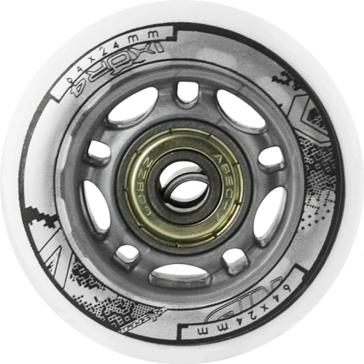 Set belih PU koleščkov 64 × 24 mm z ležaji ABEC 7 NILS EXTREME