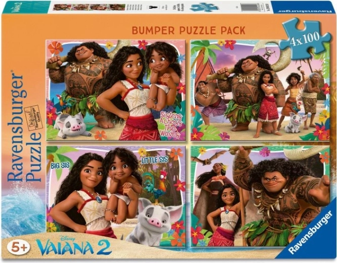 Ravensburger sestavljanka Vaiana 2 – 4×100 kosov