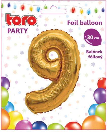 Foliasti balon številka 9, 30 cm, zlata TORO