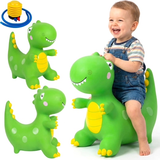 Otroški napihljiv kostum zelenega dinozavra T‑Rexa z ventilatorjem