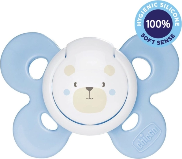 Chicco dudo Physio Comfort silikon 2–6 mesecev, za dečke – medvedek