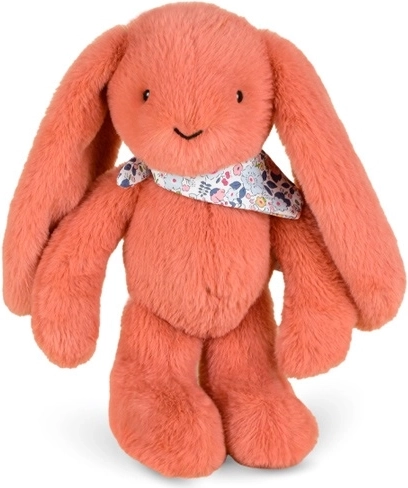 Doudou plišasti zajček s cvetlično rutico, terakota, 35 cm