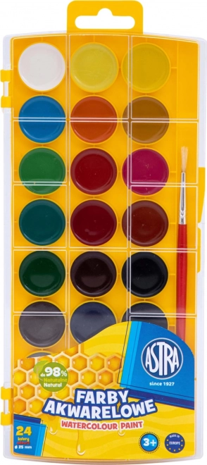 Vodene barve ASTRA 24 kos Ø 25 mm s čopičem