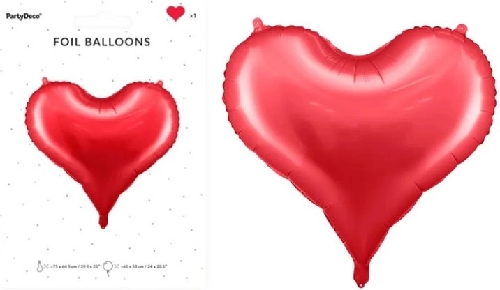 Folijski balon srce rdeč 75 × 64,5 cm