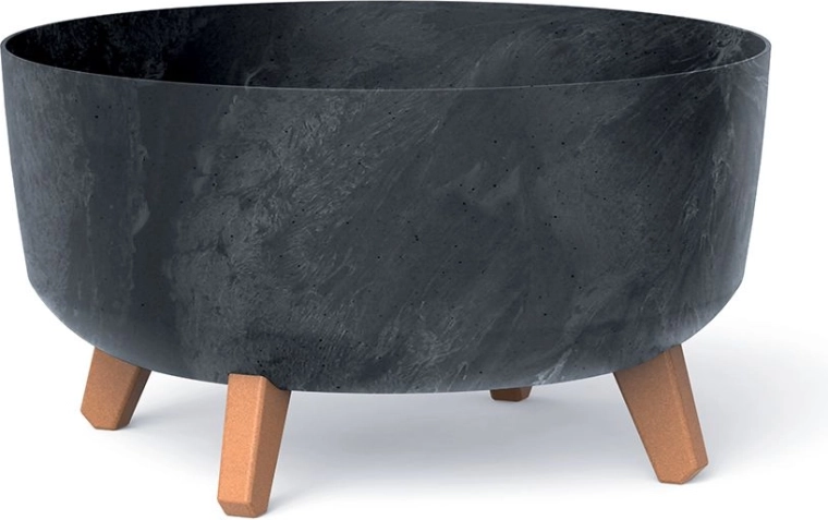 Okrasni lonec z betonskim učinkom na nogicah, antracit, premer 38 cm