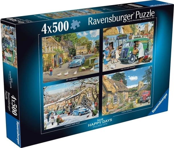 Ravensburger sestavljanka Happy Days: Podeželsko življenje 4×500 koščkov